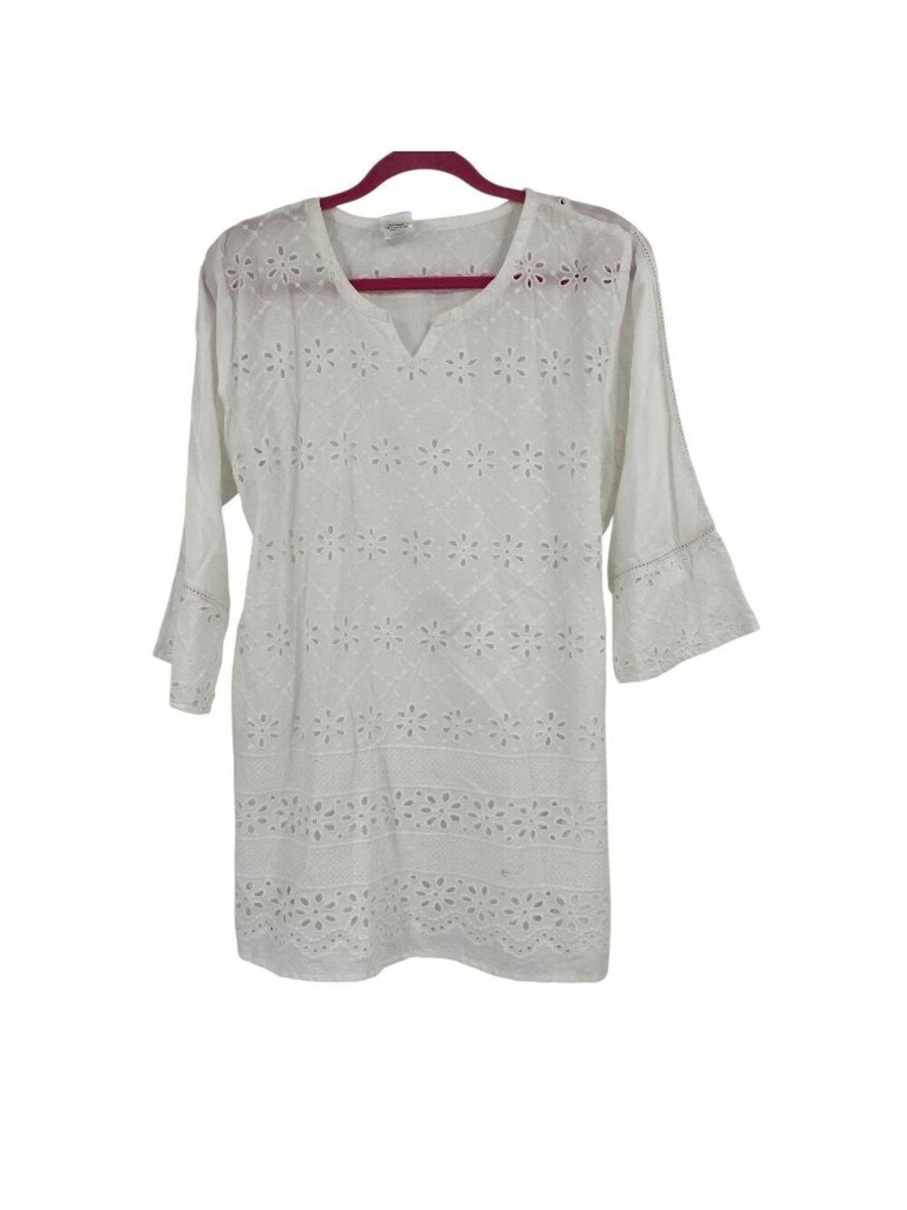 Sita Size Large White Eyelet Tunic Swim Cover Up Poolside Beach Vacation